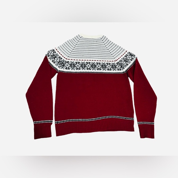 Vintage 1970 Acrylic Sigallo Red & Snowflake Pattern Knitted Sweater Size XL - Picture 7 of 8